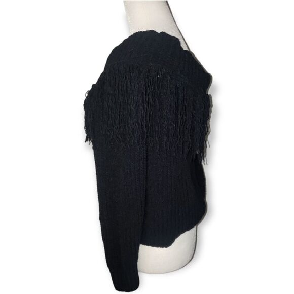 RUE 21 Black Off The Shoulder Fringe Trim Sweater Small - Picture 6 of 7